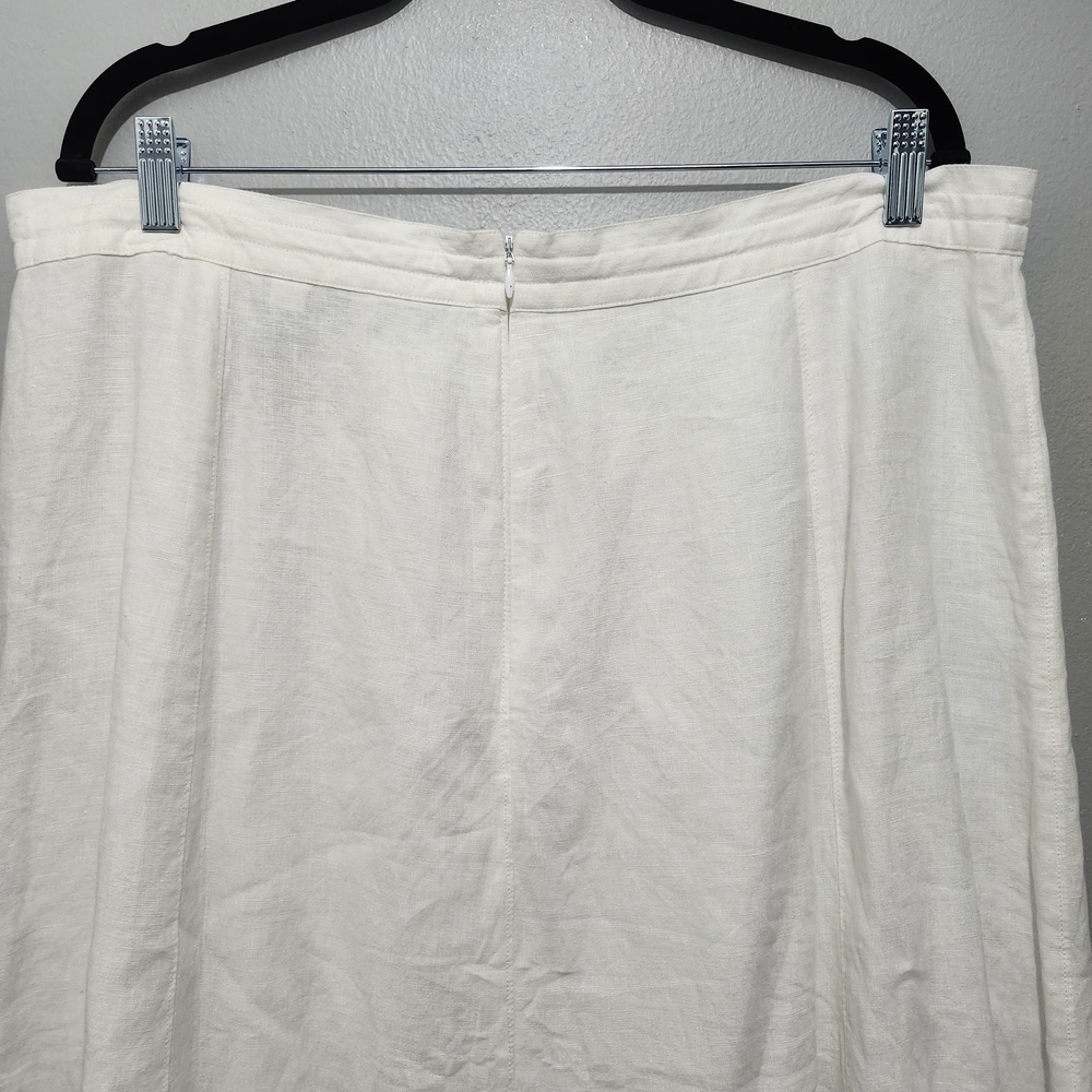 Liz Claiborne Cream 100% Linen Maxi Skirt Size 16 Costal Vacation - Picture 5 of 8